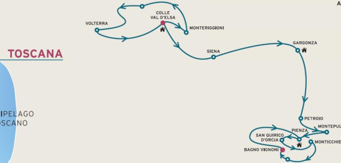 Viaggio in Toscana: mappa dell'itinerario